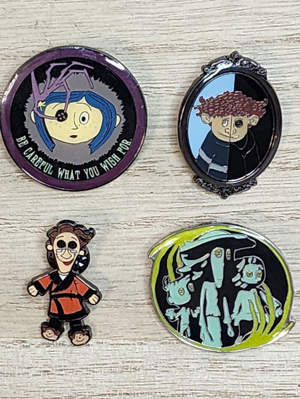 New Coraline Loungefly Enamel Pins, Lot of 4, Selling Together, In Packaging